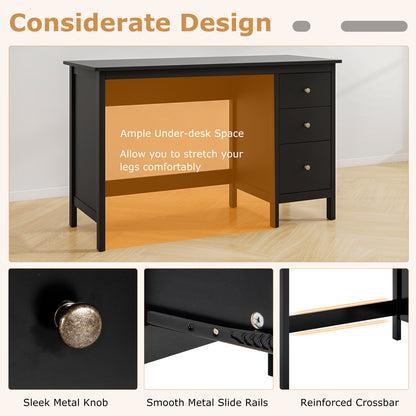 3-Drawer Computer Desk, Spacious Desktop, Black Writing Desks at Gallery Canada