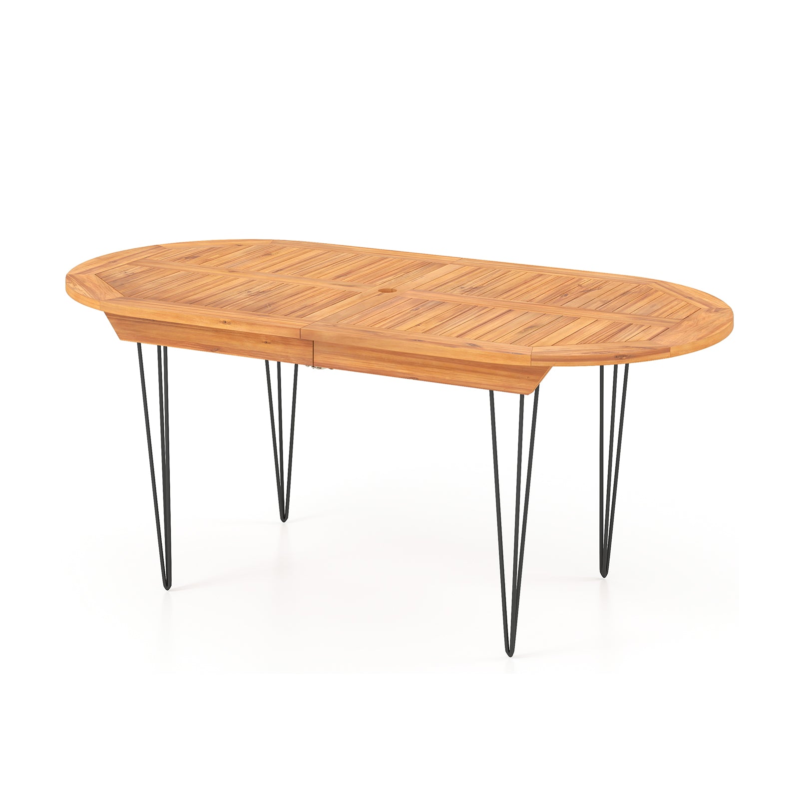 6 Person 71 Inch Patio Dining Table, Teak Wood Tabletop, Natural Patio Dining Tables Natural at Gallery Canada