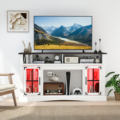 TV Stand With LED Lights, Remote Control, White Entertainment Centers & TV Stands at Gallery Canada