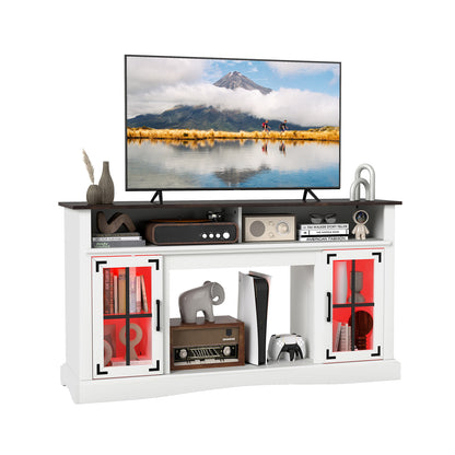 TV Stand With LED Lights, Remote Control, White Entertainment Centers & TV Stands White at Gallery Canada
