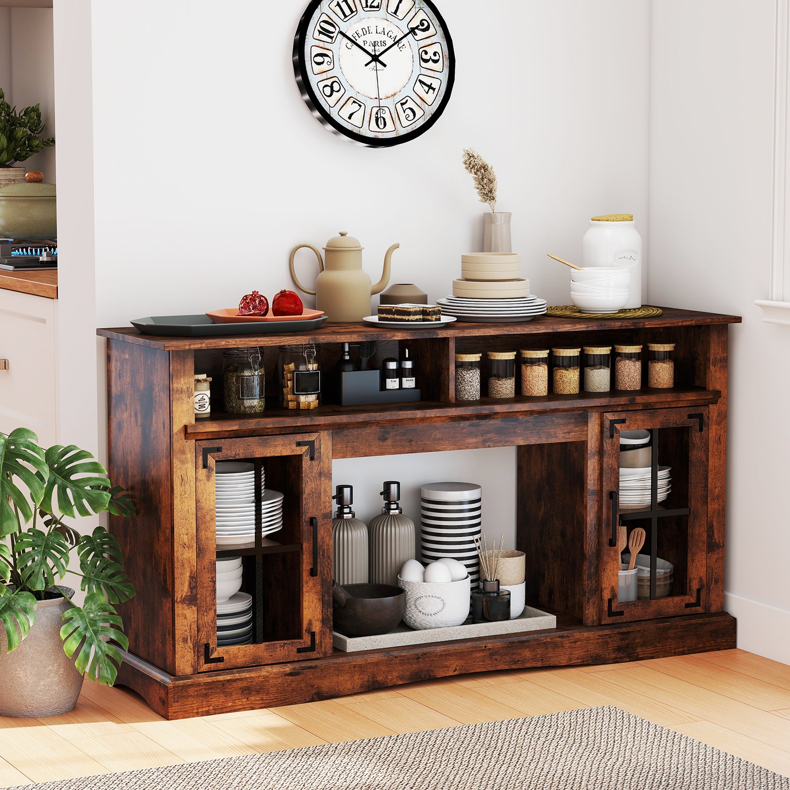 TV Stand With LED Lights, Remote Control, Rustic Brown Entertainment Centers & TV Stands at Gallery Canada