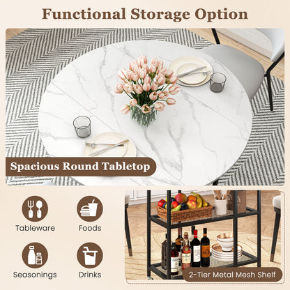 Folding Round Dining Table With Lockable Wheels, White Dining Tables at Gallery Canada
