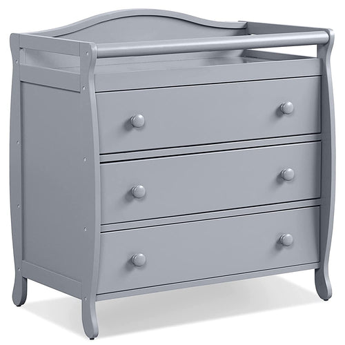 Baby Changing Table, 3 Drawers, Safety Belt, Gray