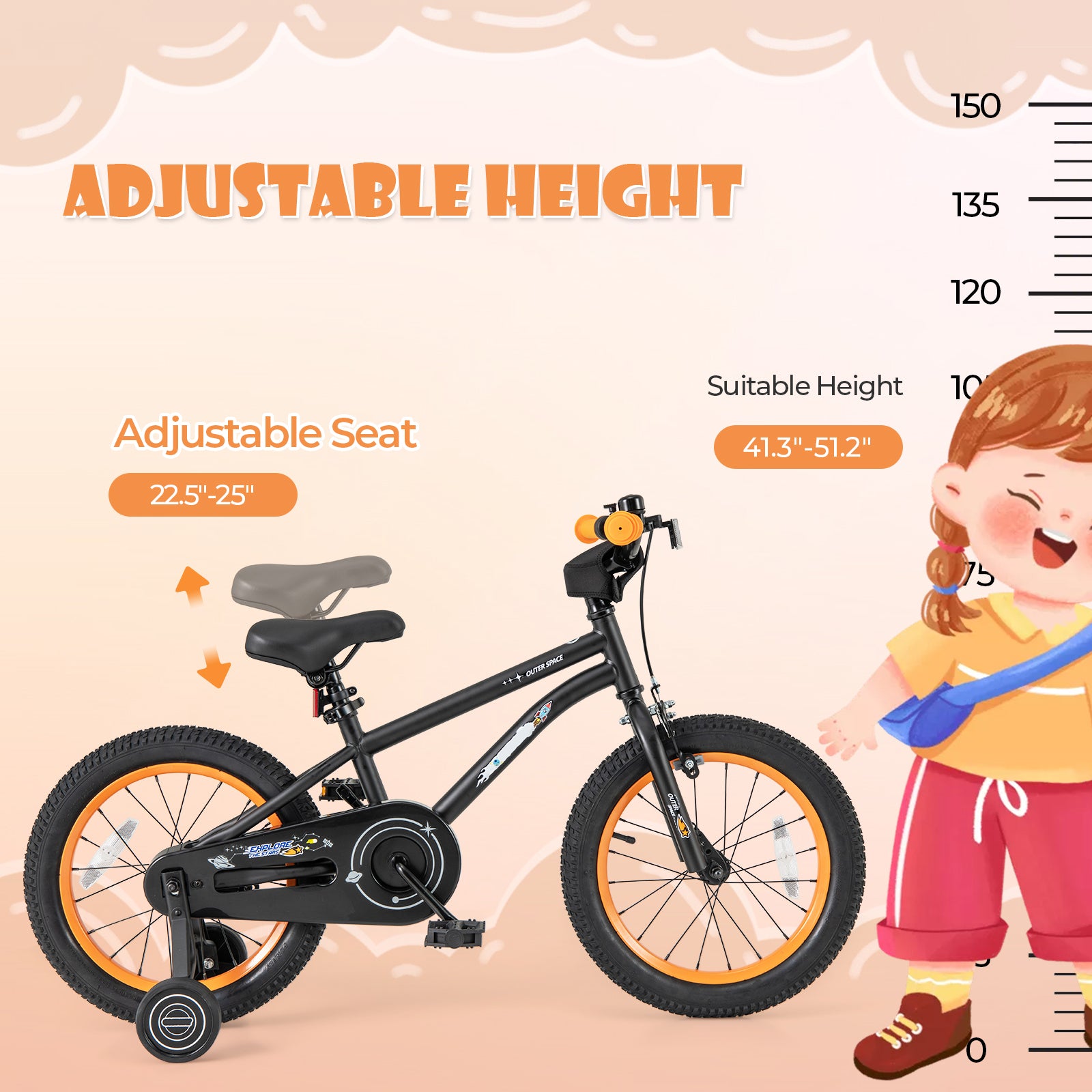 16-Inch Kids Bike, Adjustable Seat, Reflectors, Black Kids Bike at Gallery Canada