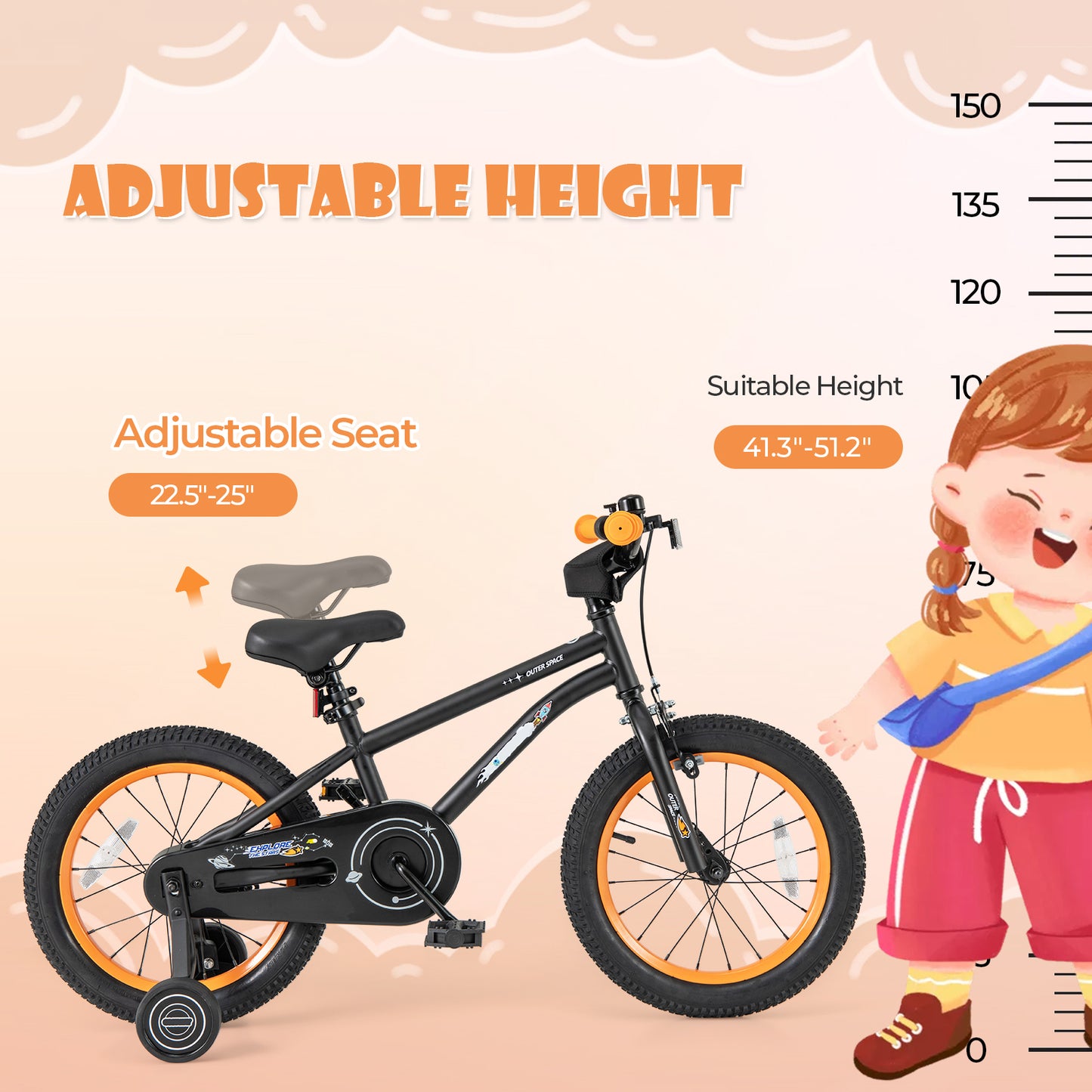 16-Inch Kids Bike, Adjustable Seat, Reflectors, Black Kids Bike at Gallery Canada