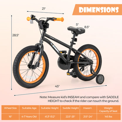 16-Inch Kids Bike, Adjustable Seat, Reflectors, Black Kids Bike at Gallery Canada