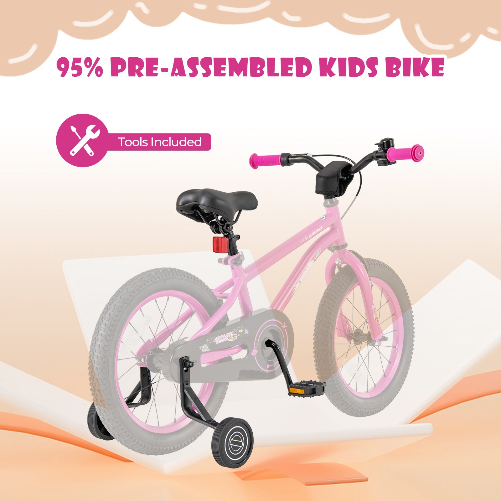 16-Inch Kids Bike, Adjustable Training Wheels, Pink Kids Bike at Gallery Canada