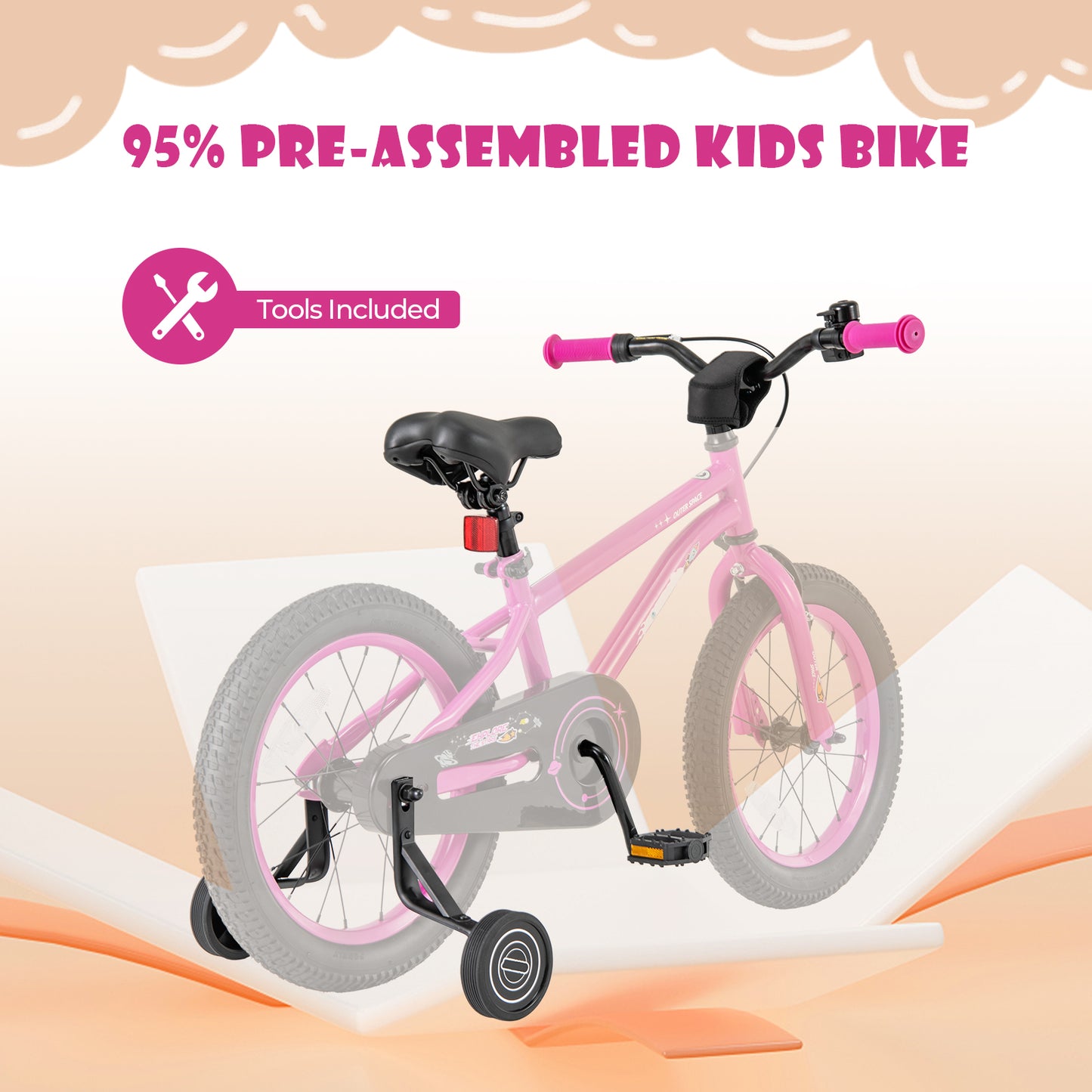 16-Inch Kids Bike, Adjustable Training Wheels, Pink Kids Bike at Gallery Canada