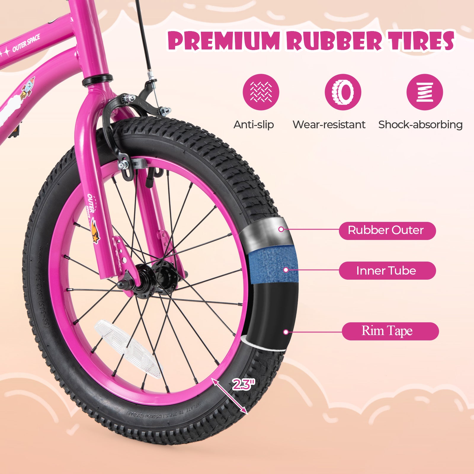 16-Inch Kids Bike, Adjustable Training Wheels, Pink Kids Bike at Gallery Canada