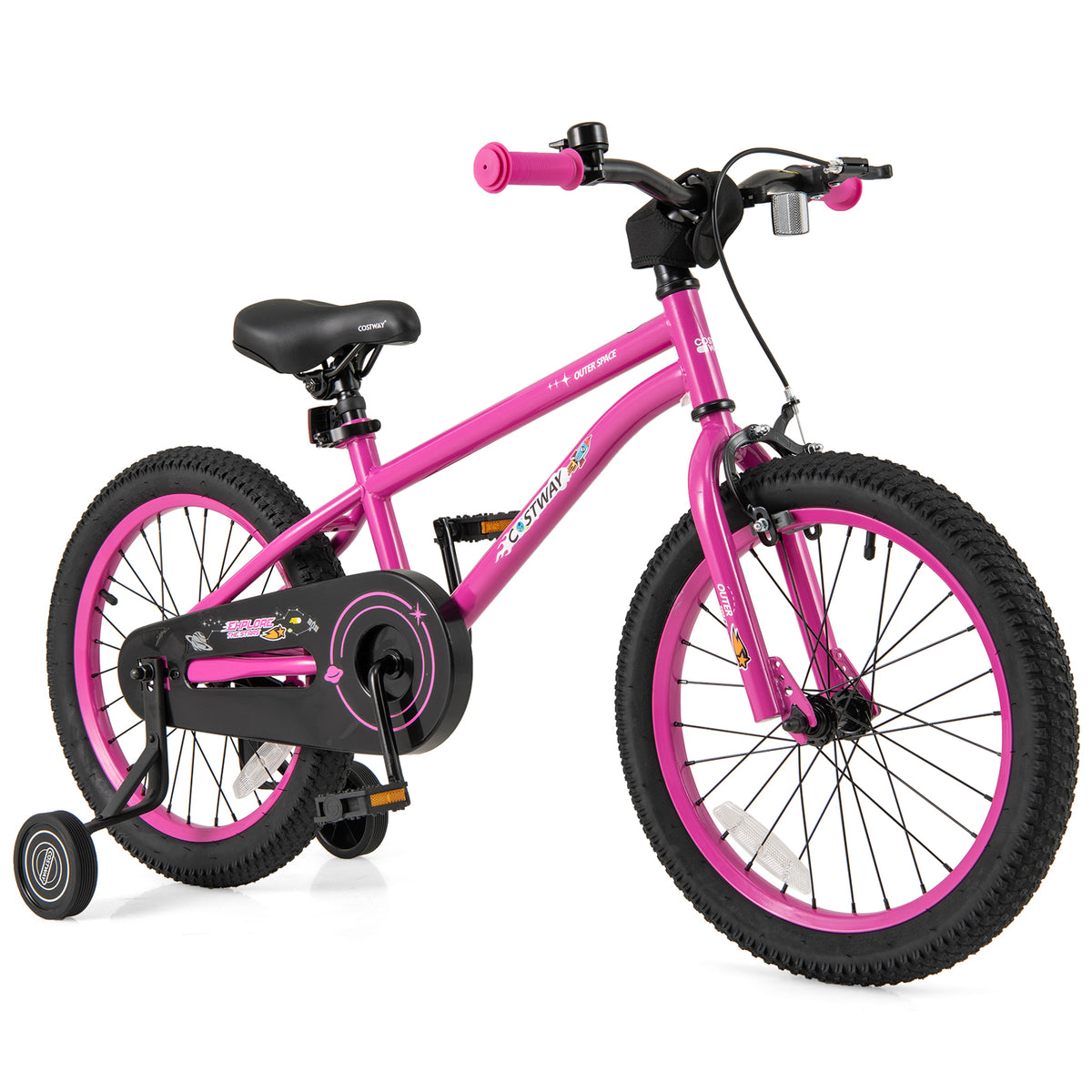 18 Inch Kids Bike, Adjustable For 4-8 Years With Training Wheels, Pink Kids Bike at Gallery Canada