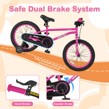 18 Inch Kids Bike, Adjustable For 4-8 Years With Training Wheels, Pink Kids Bike at Gallery Canada