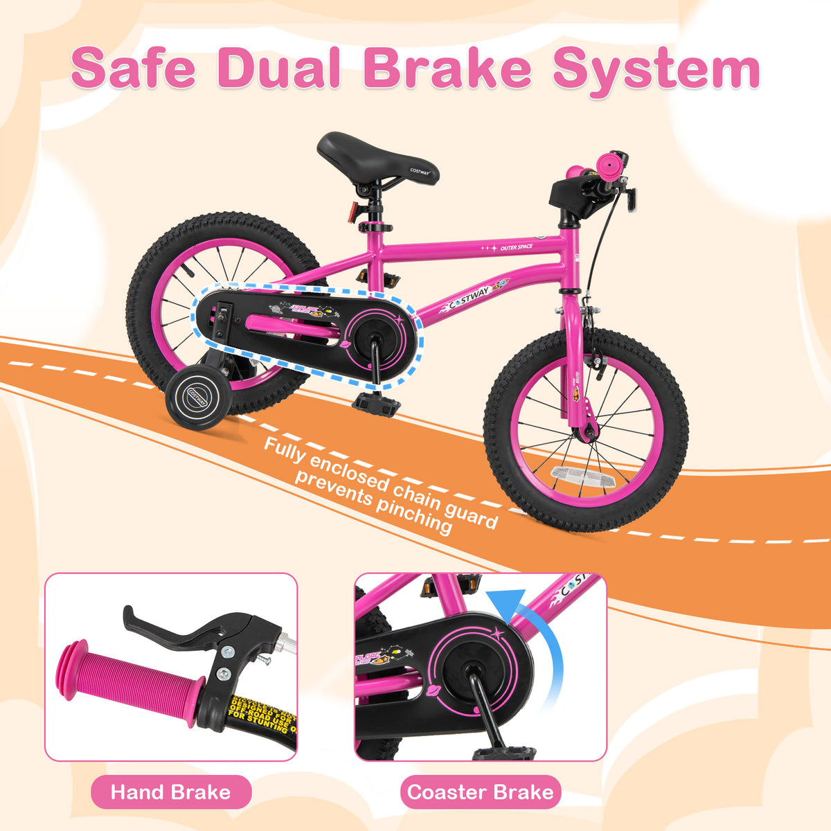 14 Inch Kids Bike, Adjustable, Removable Training Wheels, Pink Kids Bike at Gallery Canada