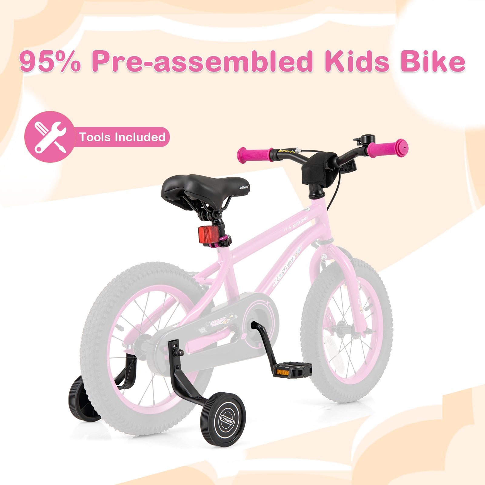 14 Inch Kids Bike, Adjustable, Removable Training Wheels, Pink Kids Bike at Gallery Canada