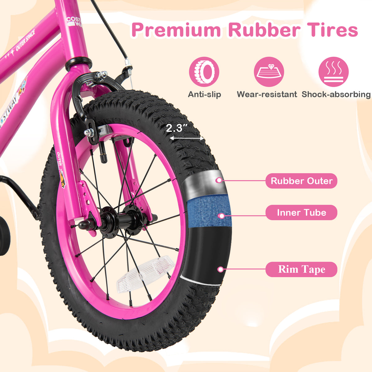 14 Inch Kids Bike, Adjustable, Removable Training Wheels, Pink Kids Bike at Gallery Canada