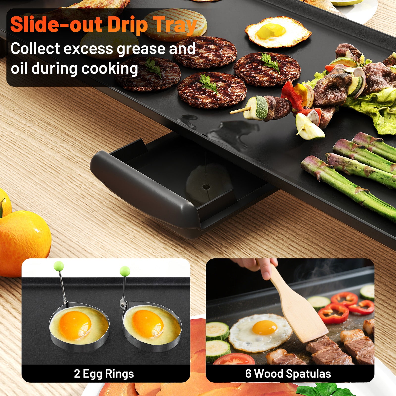 27 Inch Electric Griddle, Nonstick BBQ Grill, Adjustable Temperature, Black Cookware & Bakeware at Gallery Canada