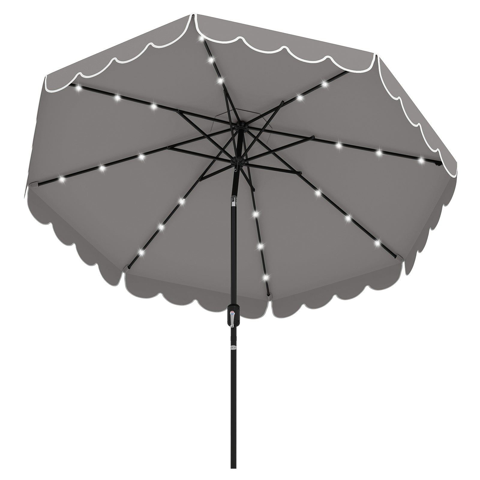9.3 FT Solar Patio Umbrella, 24 LED Lights, Vented Top, Gray Outdoor Umbrellas at Gallery Canada