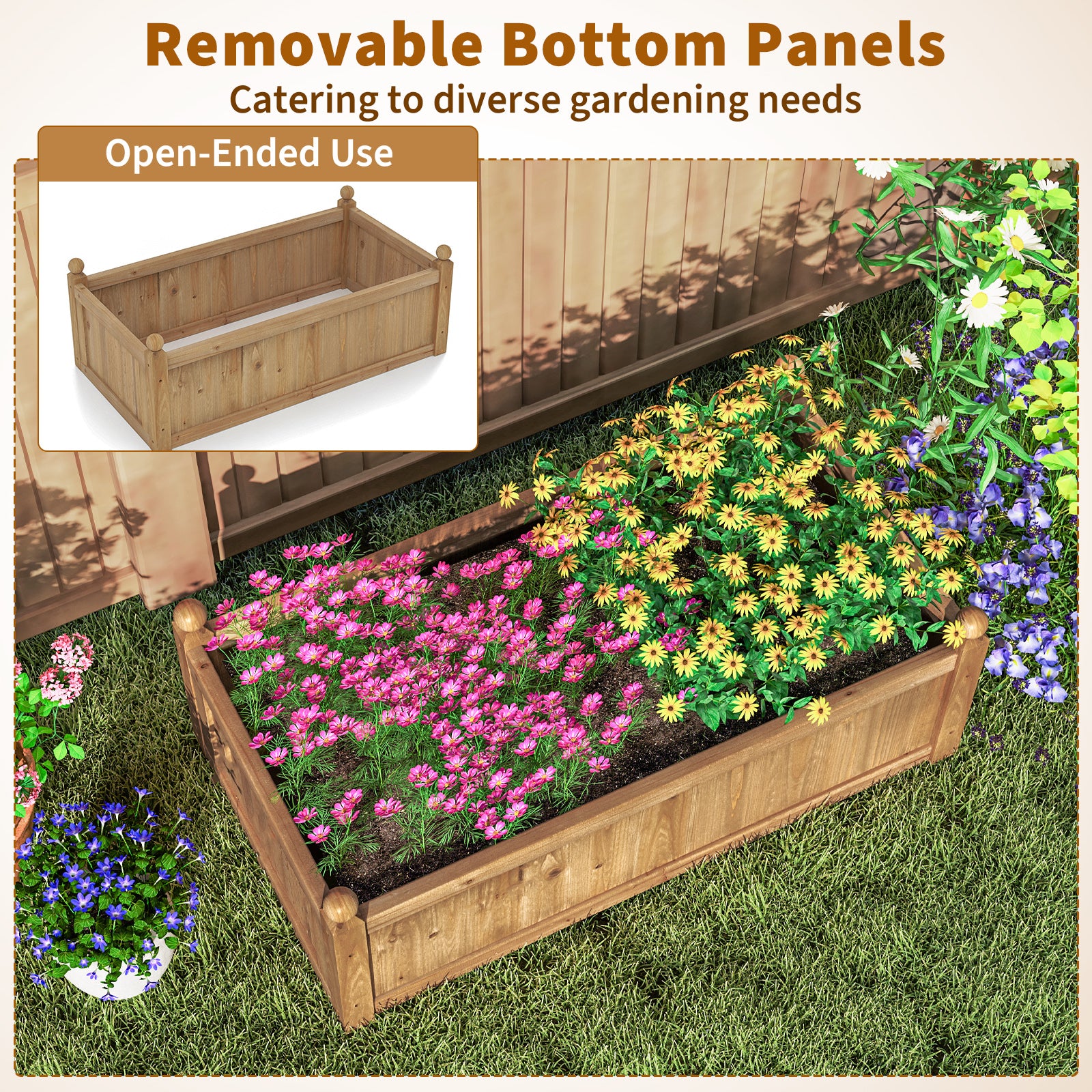 46 x 24 x 16 Inch Rectangular Planter Box, With Drainage Holes, Brown Raised Garden Beds at Gallery Canada