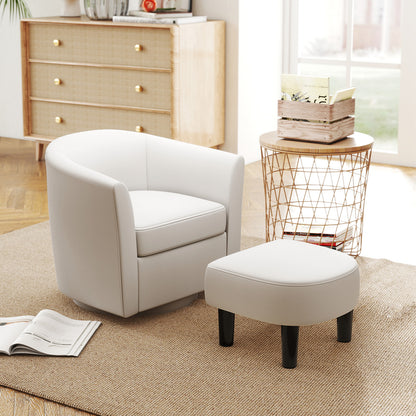 Club Swivel Accent Chair With Ottoman, Cream White Accent Chairs at Gallery Canada