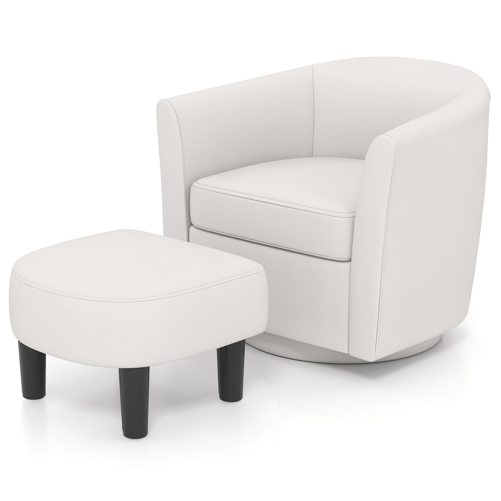 Club Swivel Accent Chair With Ottoman, Cream White Accent Chairs Cream White at Gallery Canada