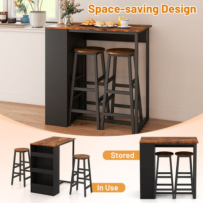 3-Piece Bar Table Set With Storage, Brown Dining Room Sets at Gallery Canada