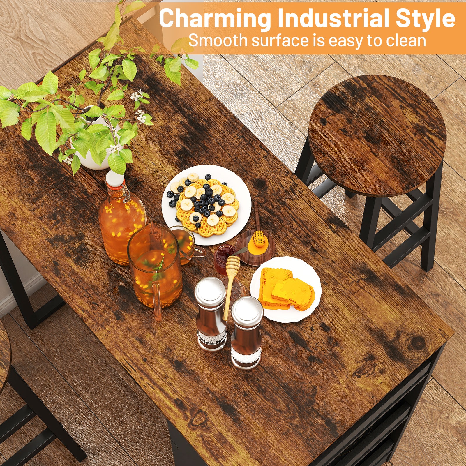 3-Piece Bar Table Set With Storage, Brown Dining Room Sets at Gallery Canada
