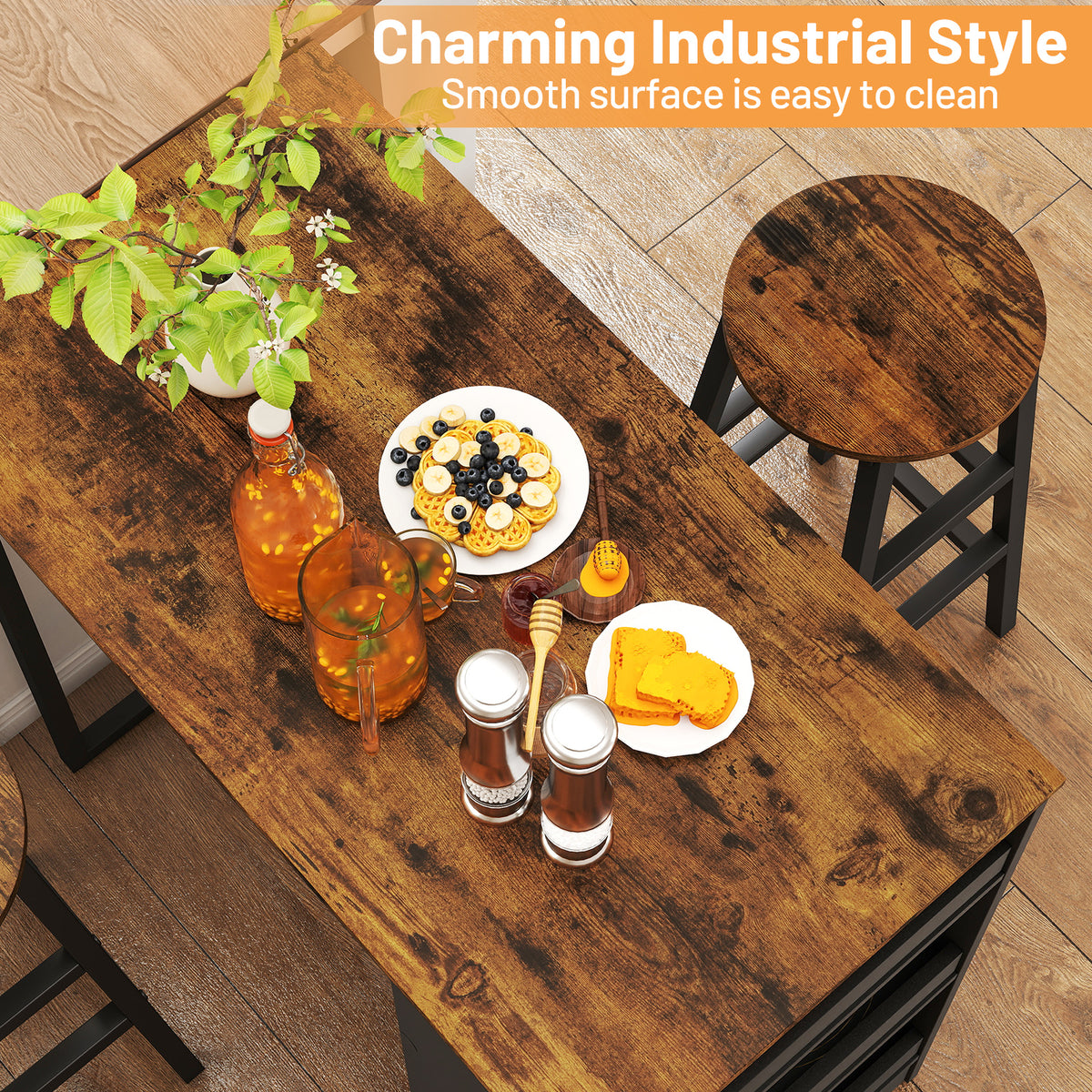 3-Piece Bar Table Set With Storage, Brown Dining Room Sets at Gallery Canada