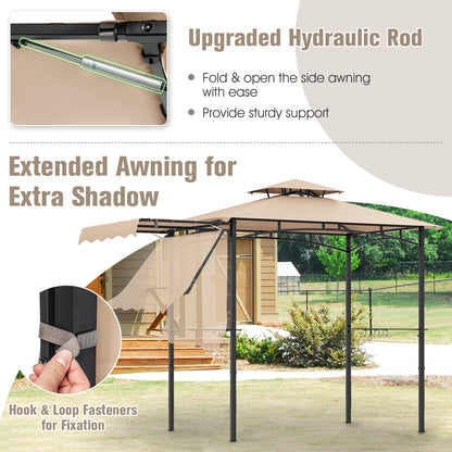11 x 5 FT Grill Gazebo With Side Awning, Double-Tiered Top, Beige Gazebos at Gallery Canada