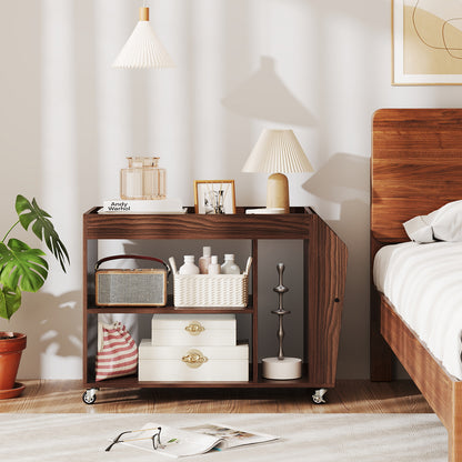 3-Tier Side End Table With Wheels, Walnut End & Side Tables at Gallery Canada