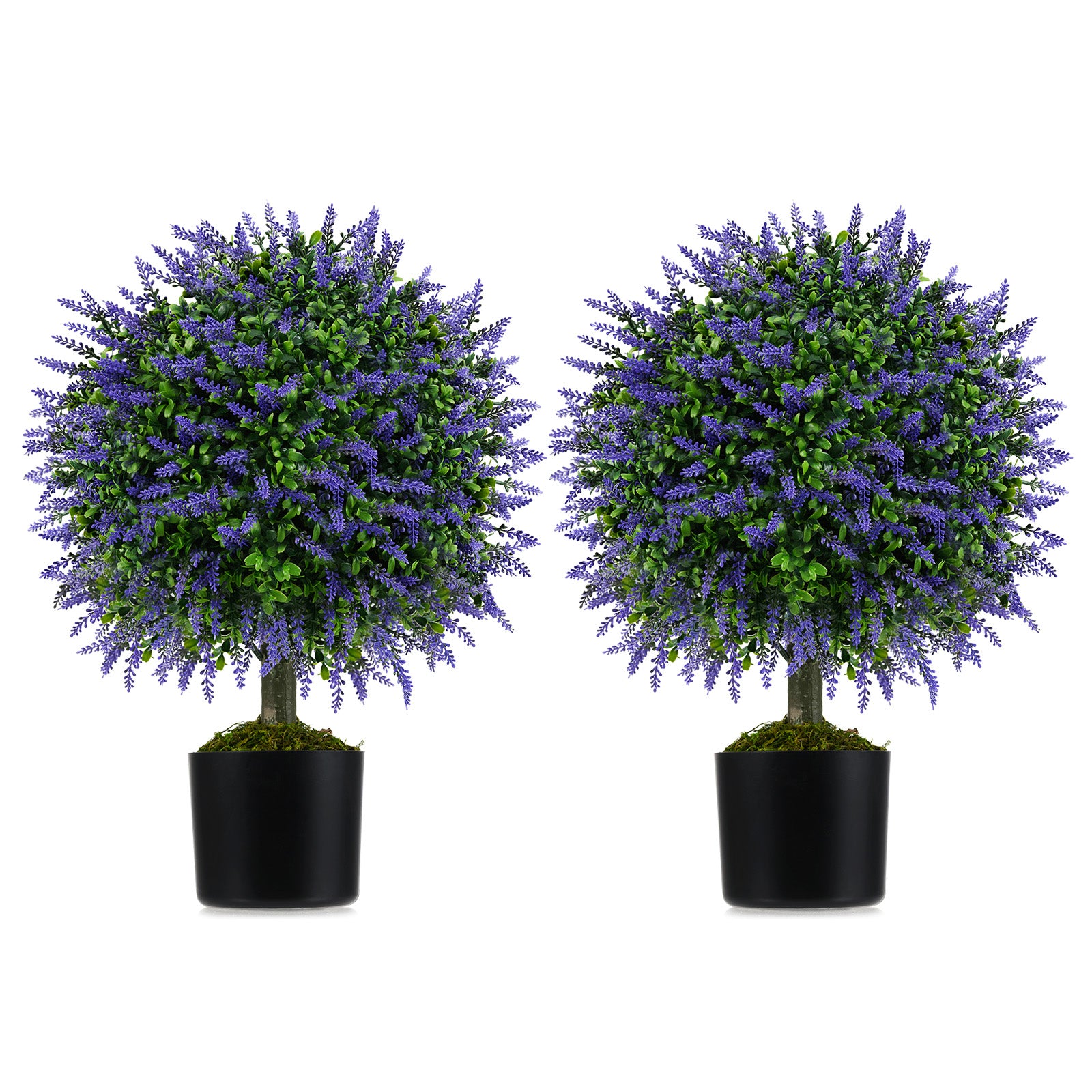 23 Inch Artificial Topiary Trees, Cement Pot, Purple Faux Plants at Gallery Canada