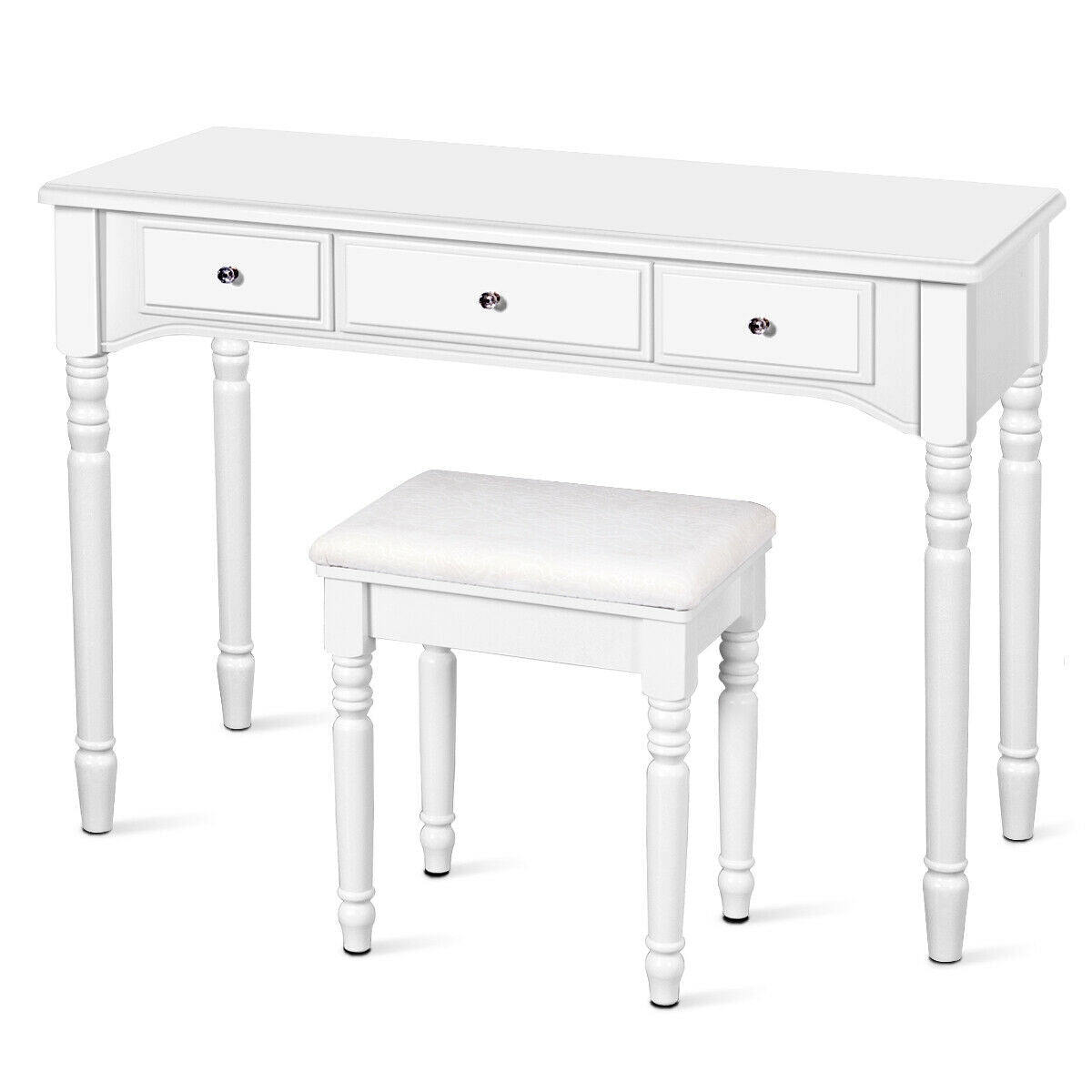 Makeup Dressing Table With Tri-Folding Mirror, Cushioned Stool, White Makeup Vanities at Gallery Canada
