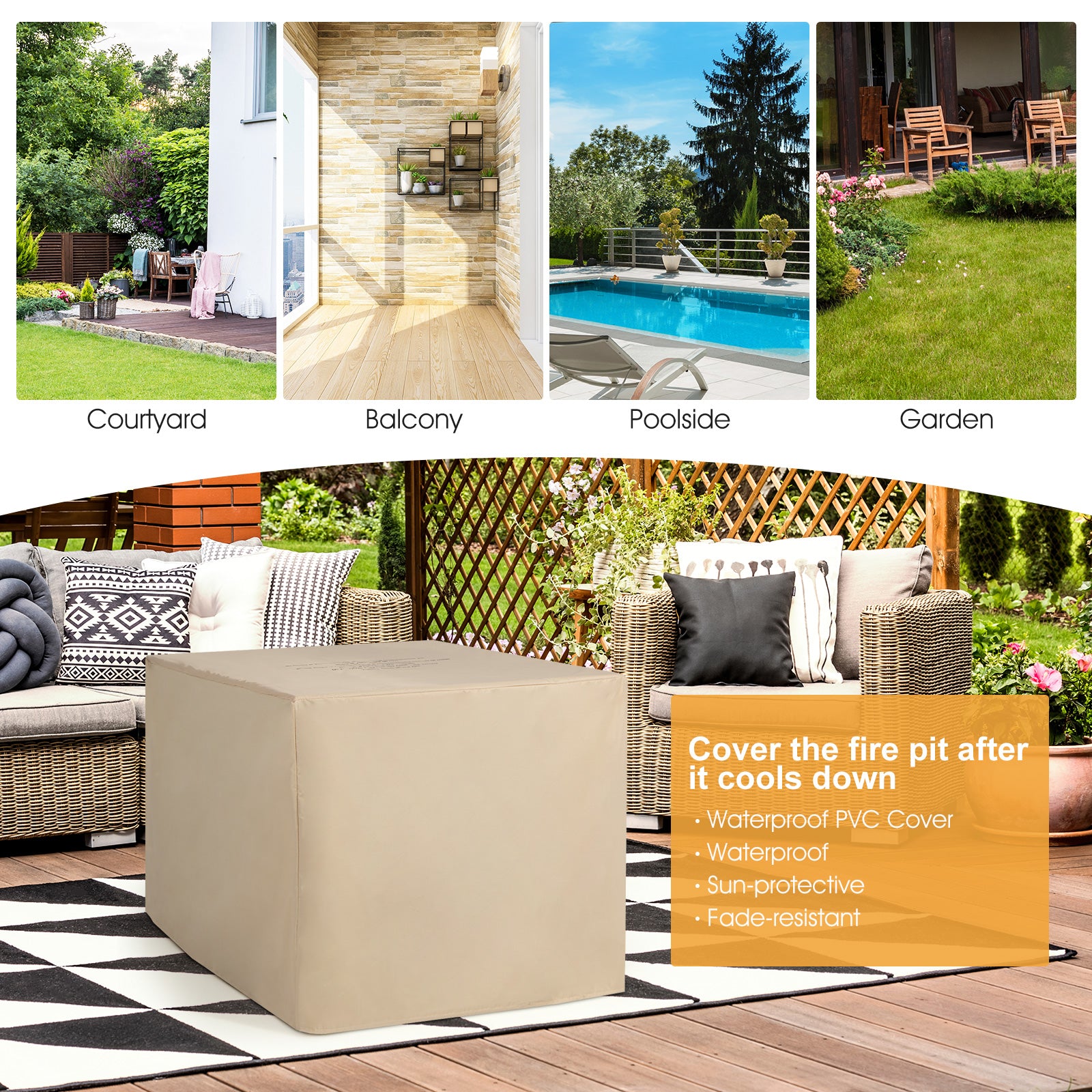 9 Piece Outdoor Wicker Sectional, 35 Inch Gas Fire Pit Table, Gray Outdoor Sectionals at Gallery Canada