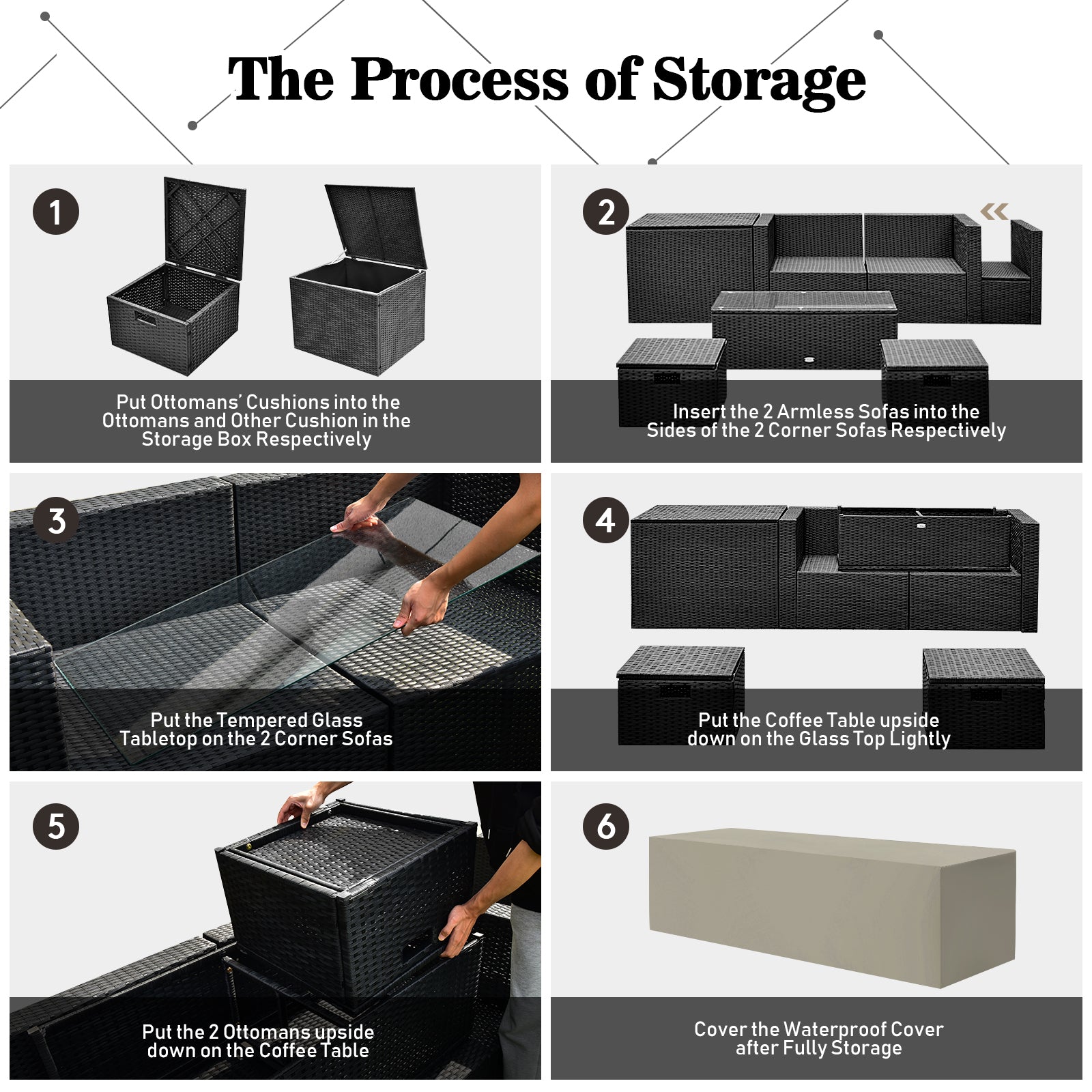 9 Piece Outdoor Wicker Sectional, 35 Inch Gas Fire Pit Table, Gray Outdoor Sectionals at Gallery Canada