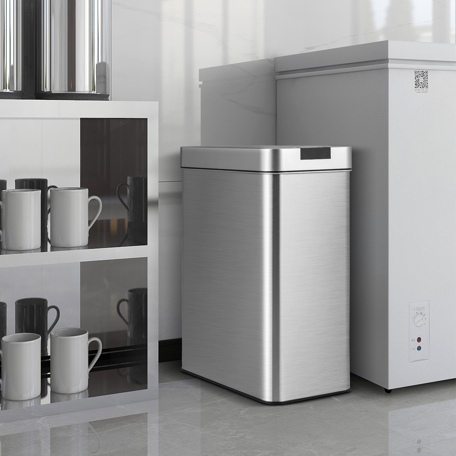 13.2 Gal Slim Kitchen Trash Can, Stainless Steel Frame, Silver Kitchen Utensils at Gallery Canada