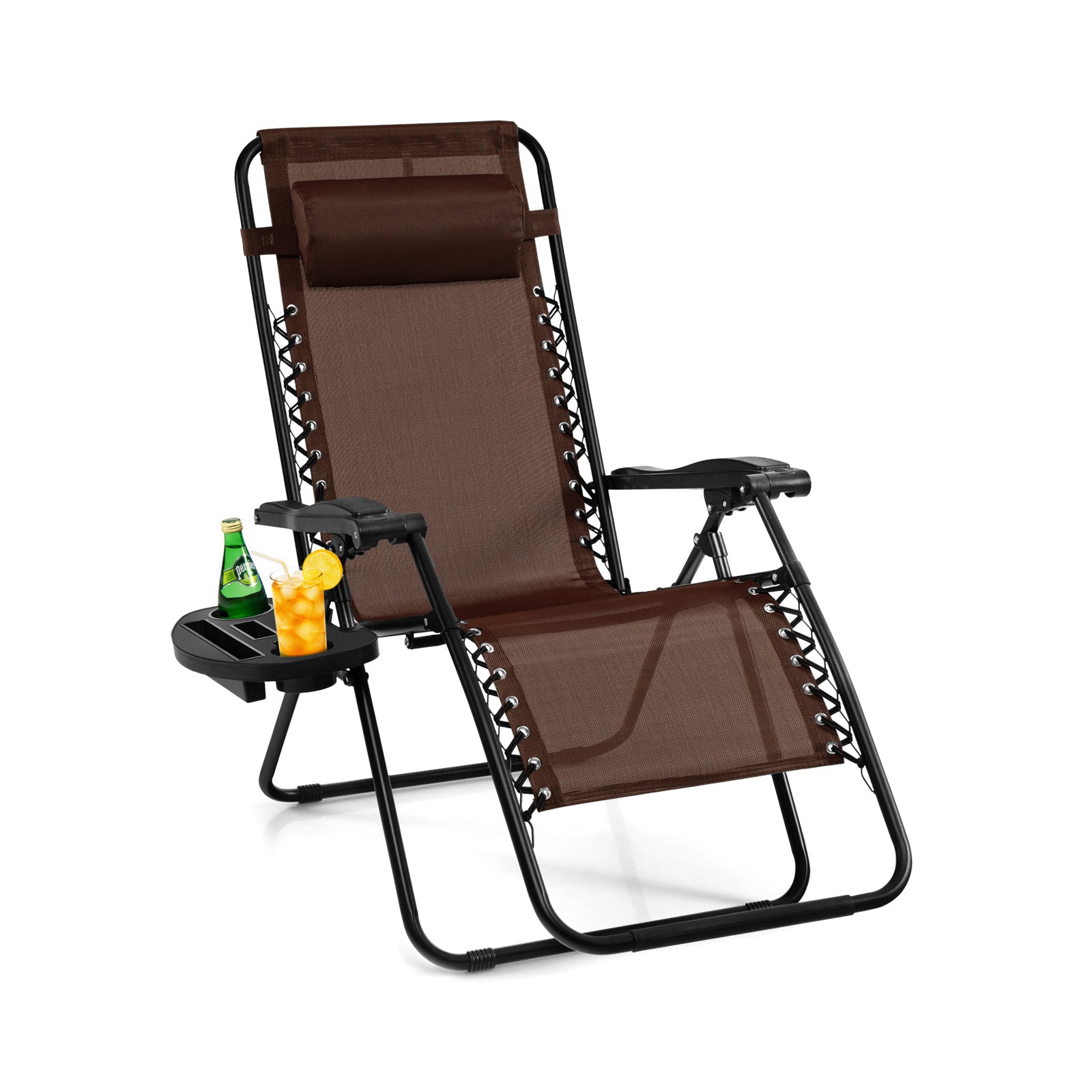 Folding Zero Gravity Reclining Lounge Chair, Brown Beach & Lawn Chairs Brown at Gallery Canada