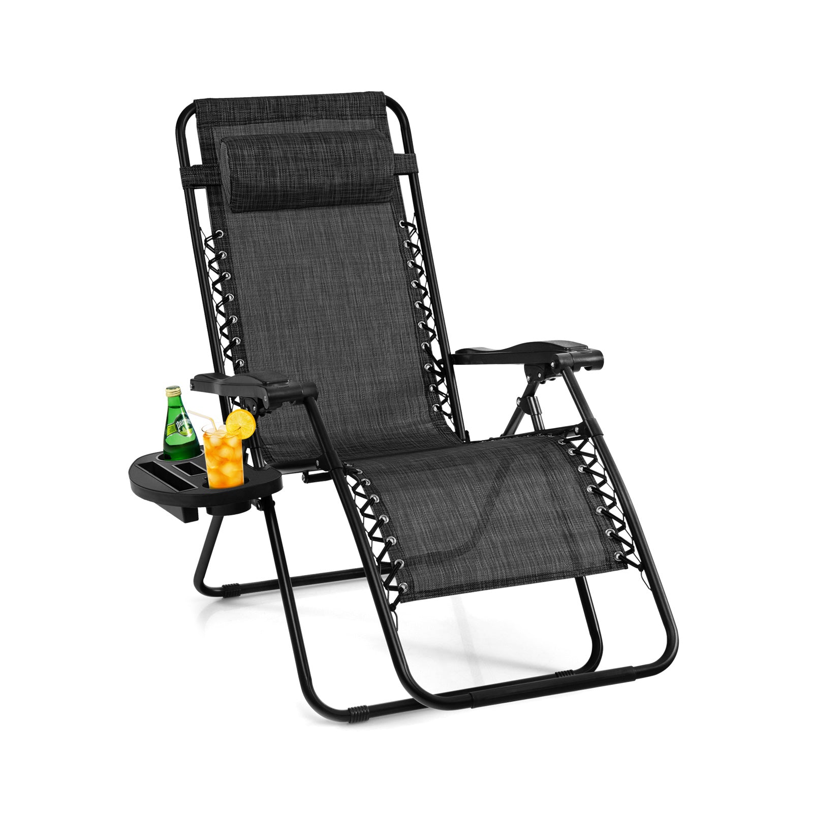 Outdoor Folding Zero Gravity Reclining Lounge Chair, Gray Beach & Lawn Chairs at Gallery Canada