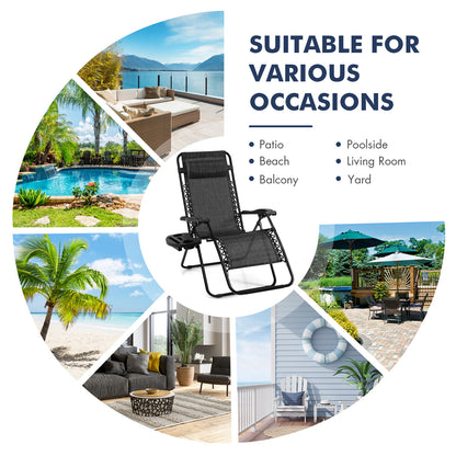 Outdoor Folding Zero Gravity Reclining Lounge Chair, Gray Beach & Lawn Chairs at Gallery Canada