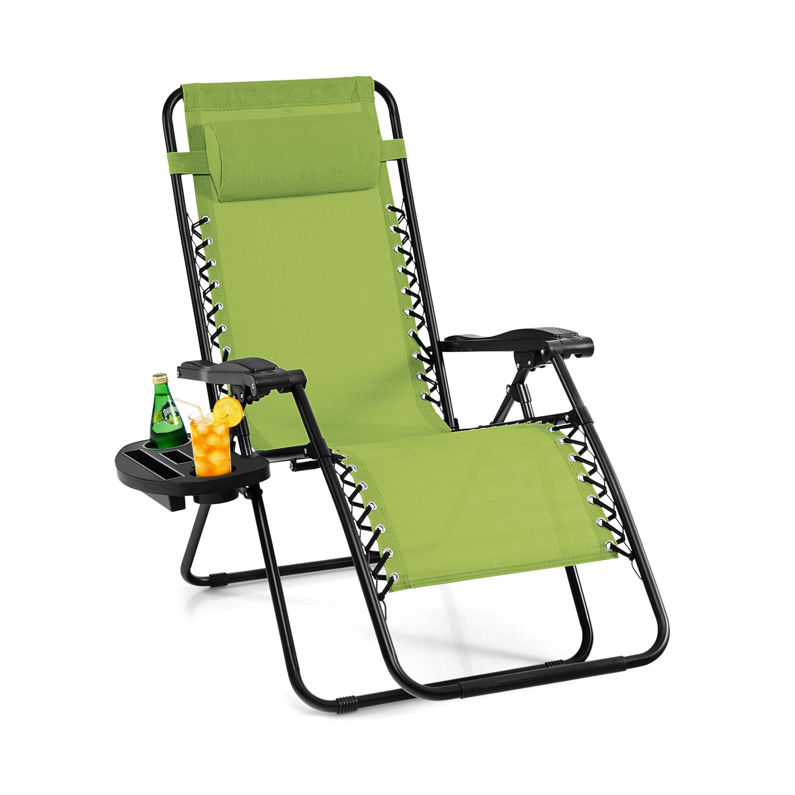 Outdoor Folding Zero Gravity Reclining Lounge Chair with Utility Tray, Green Beach & Lawn Chairs at Gallery Canada
