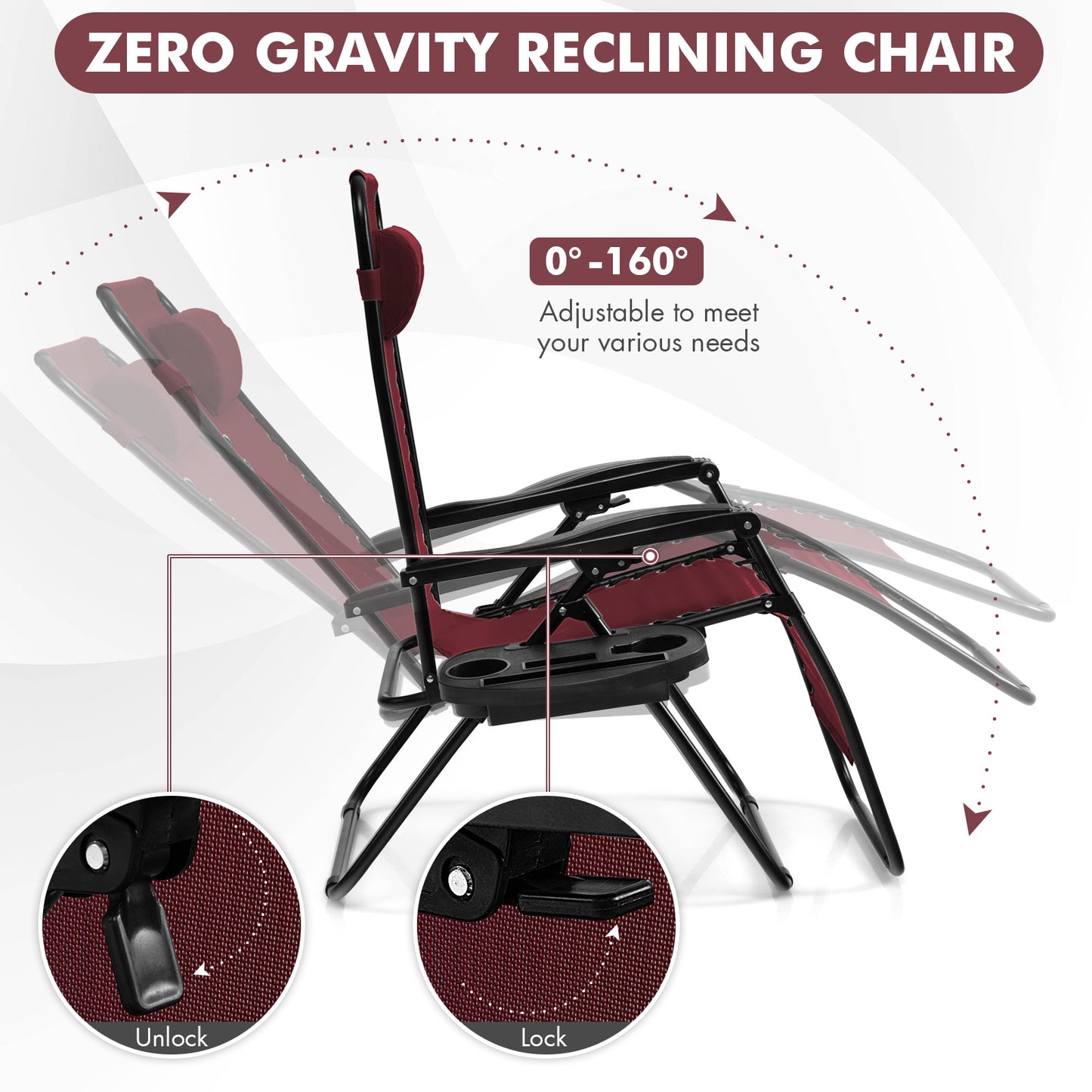 Outdoor Folding Zero Gravity Lounge Chair, Wine Beach & Lawn Chairs at Gallery Canada