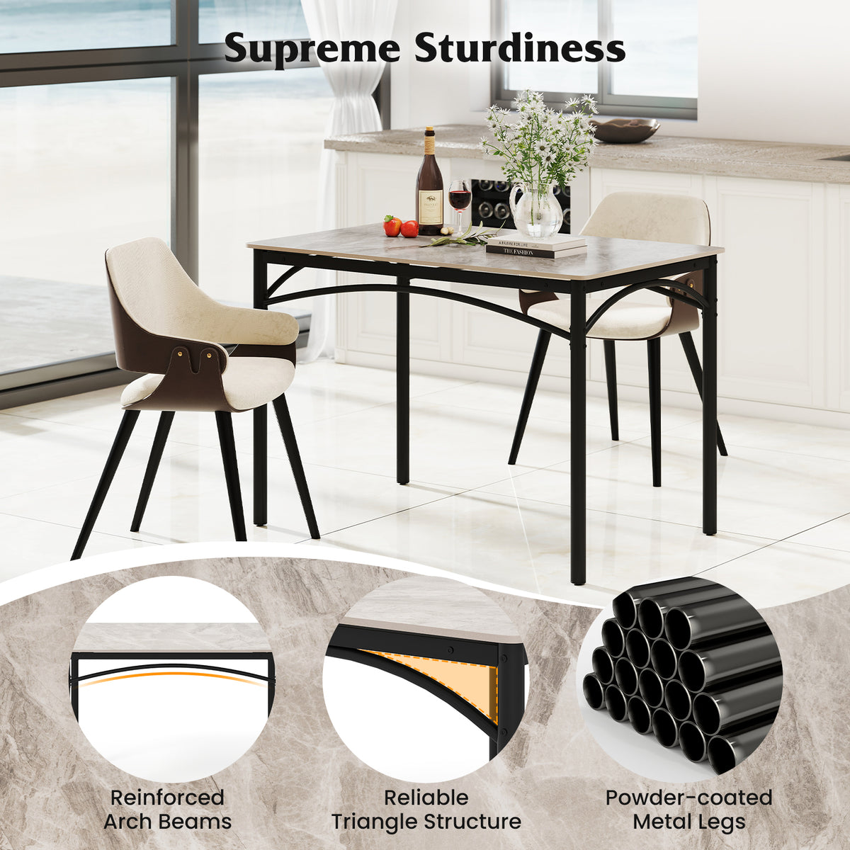 Modern Sintered Stone Dining Table, 4 Person, Grey Dining Tables at Gallery Canada