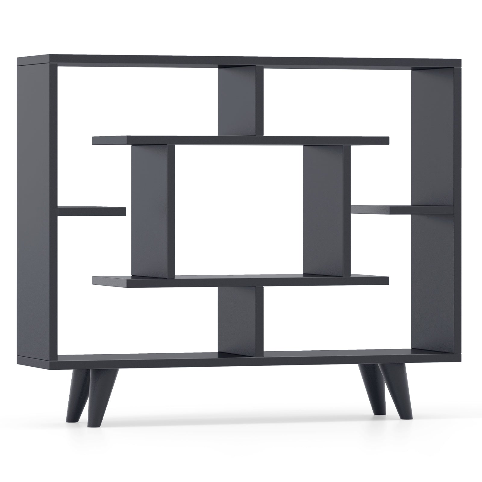 Geometric Bookcase With Anti-Tipping Kit, Storage Shelving Unit, Black Bookcases at Gallery Canada