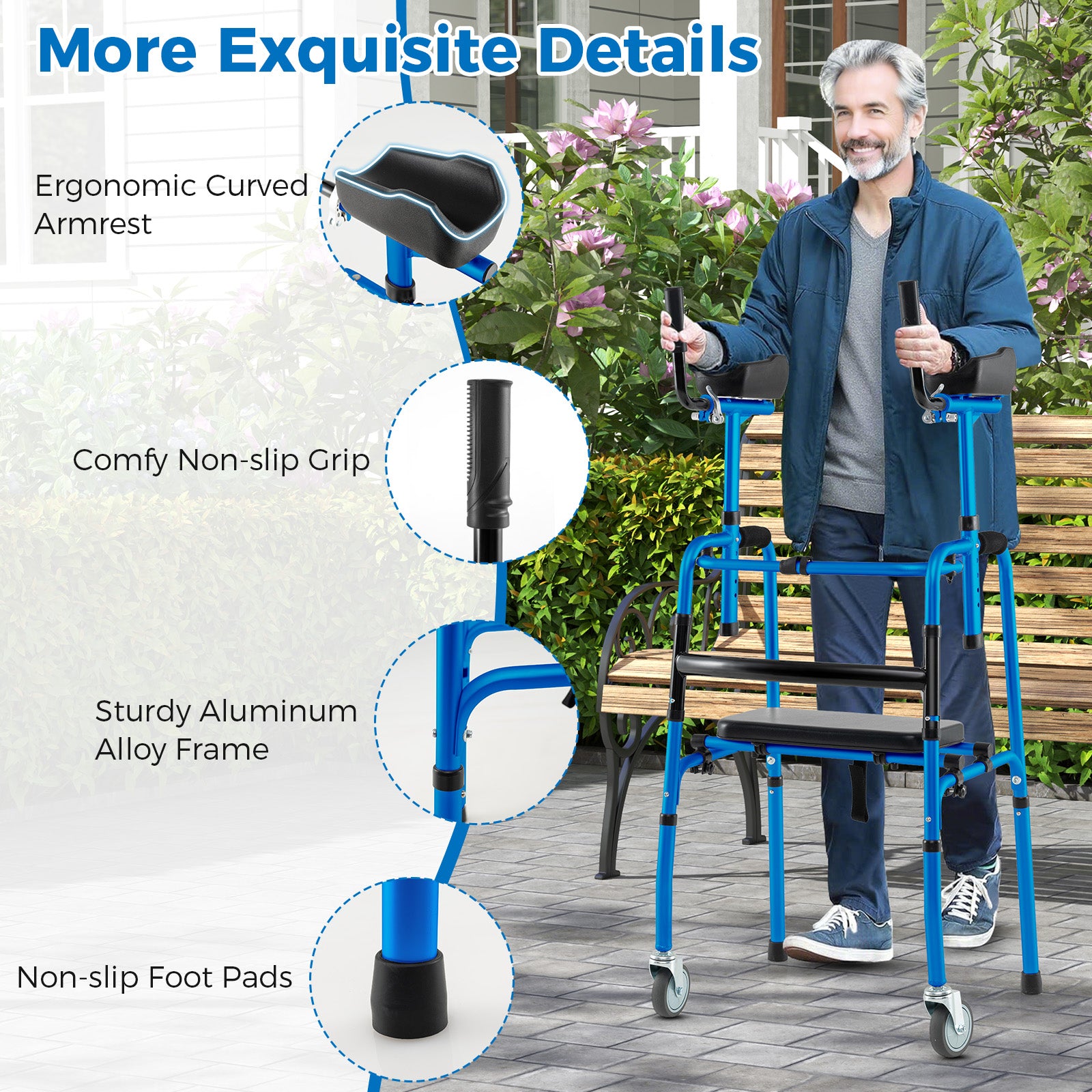 Versatile Rolling Walker For Rehabilitation Training, Navy Walkers & Rollators at Gallery Canada