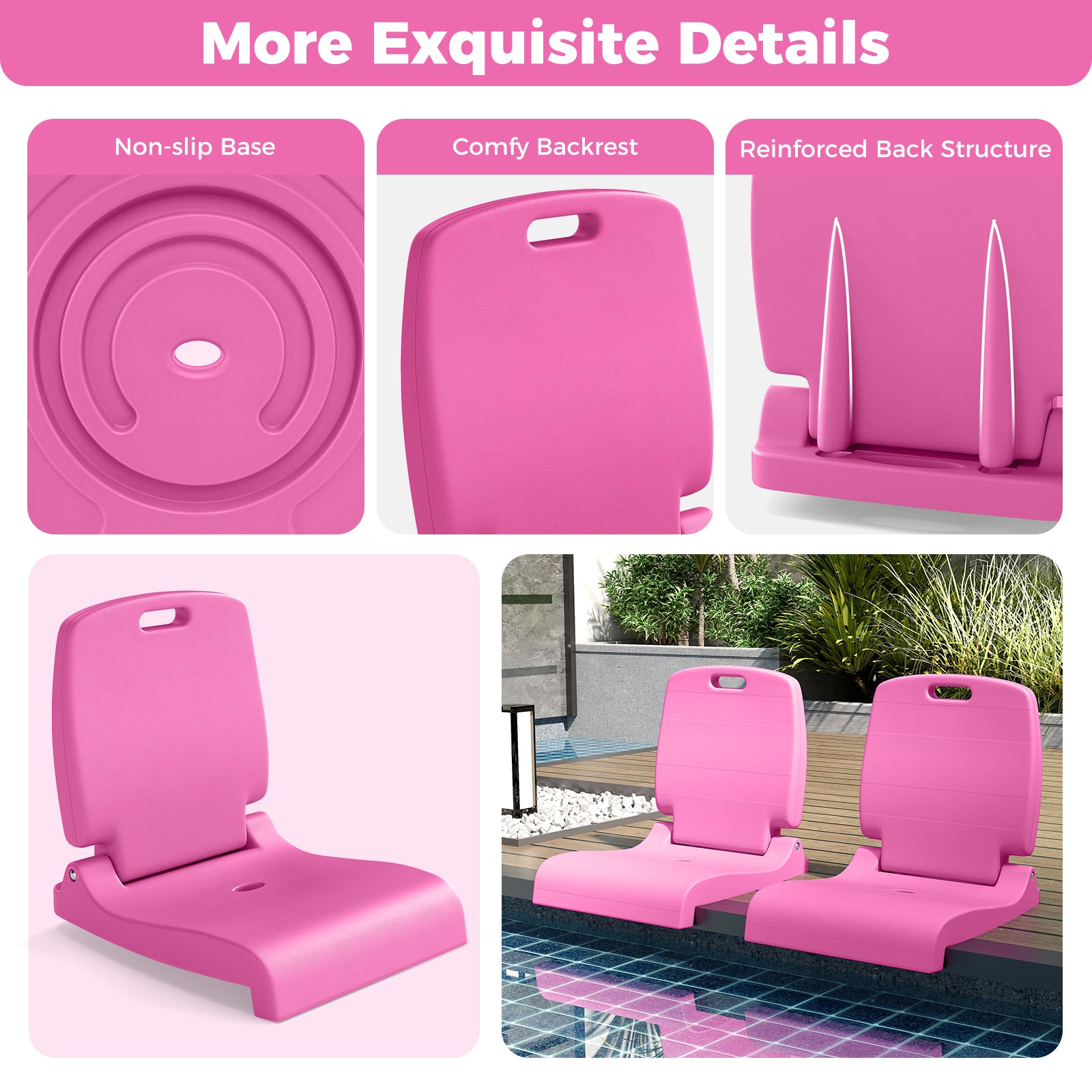 Foldable Outdoor Pool Chair, Pink Beach & Lawn Chairs at Gallery Canada