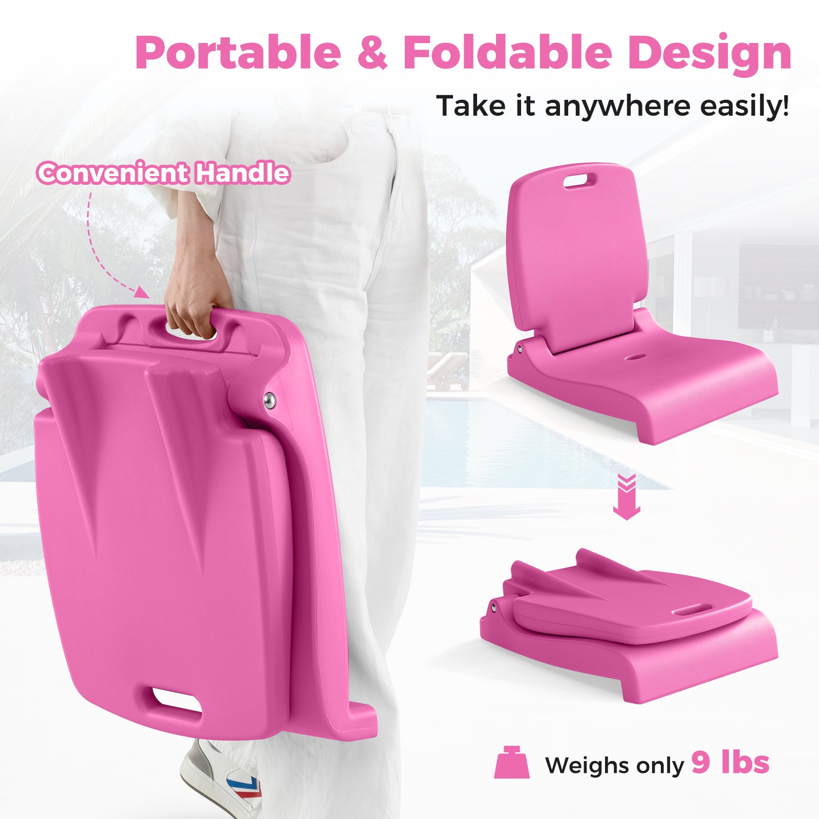 Foldable Outdoor Pool Chair, Pink Beach & Lawn Chairs at Gallery Canada