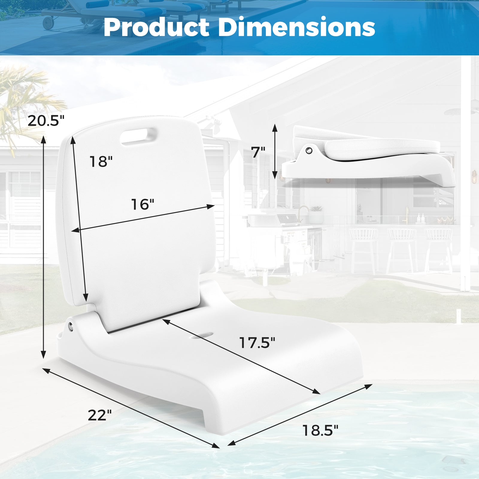 Foldable Outdoor Pool Chair, White Beach & Lawn Chairs at Gallery Canada