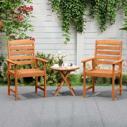 Outdoor Wooden Dining Chairs, Inclined Backrests, Slatted Seats, Natural Patio Dining Chairs at Gallery Canada