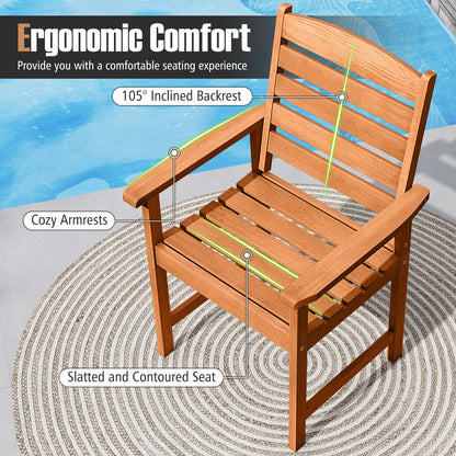 Outdoor Wooden Dining Chairs, Inclined Backrests, Slatted Seats, Natural Patio Dining Chairs at Gallery Canada
