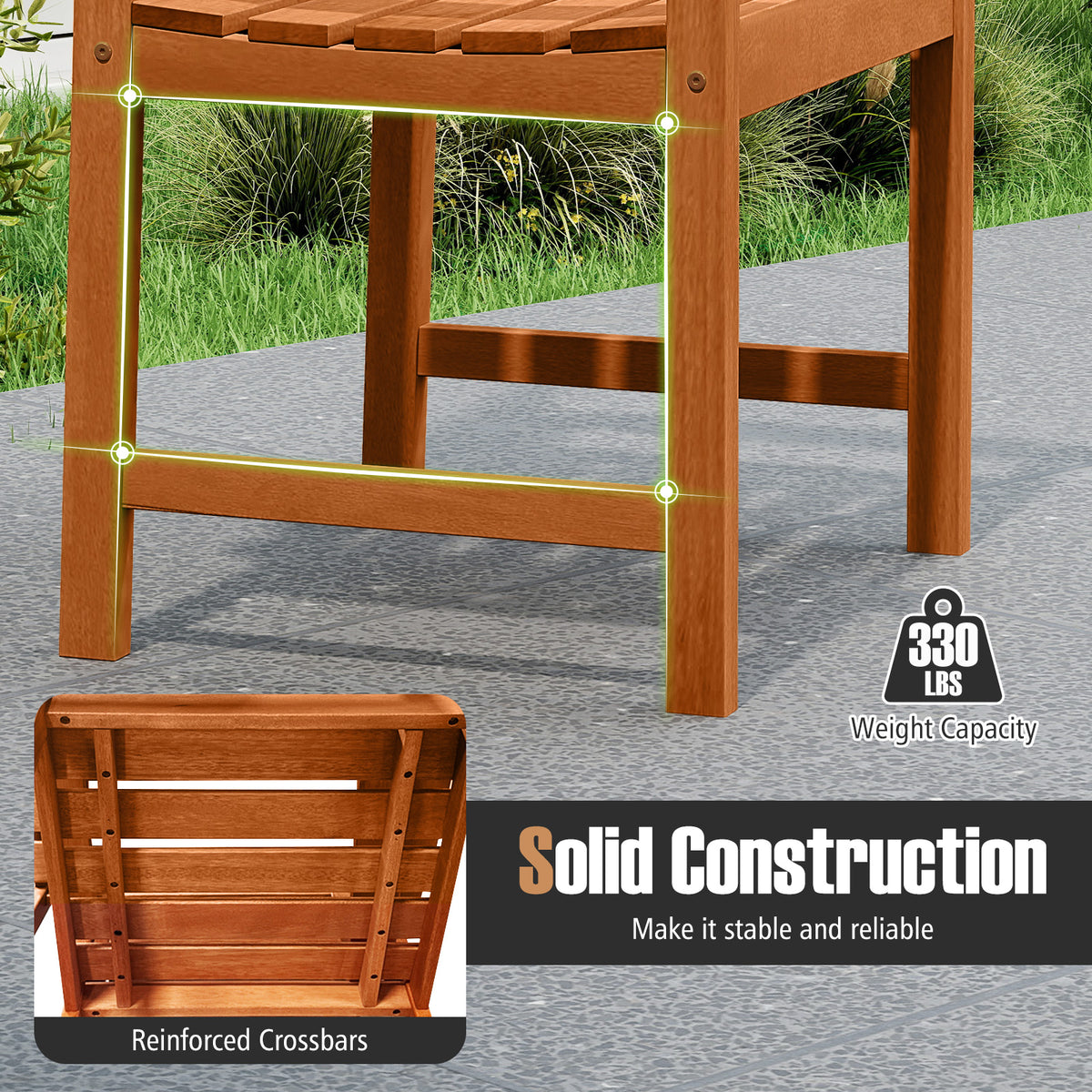 Outdoor Wooden Dining Chairs, Inclined Backrests, Slatted Seats, Natural Patio Dining Chairs at Gallery Canada