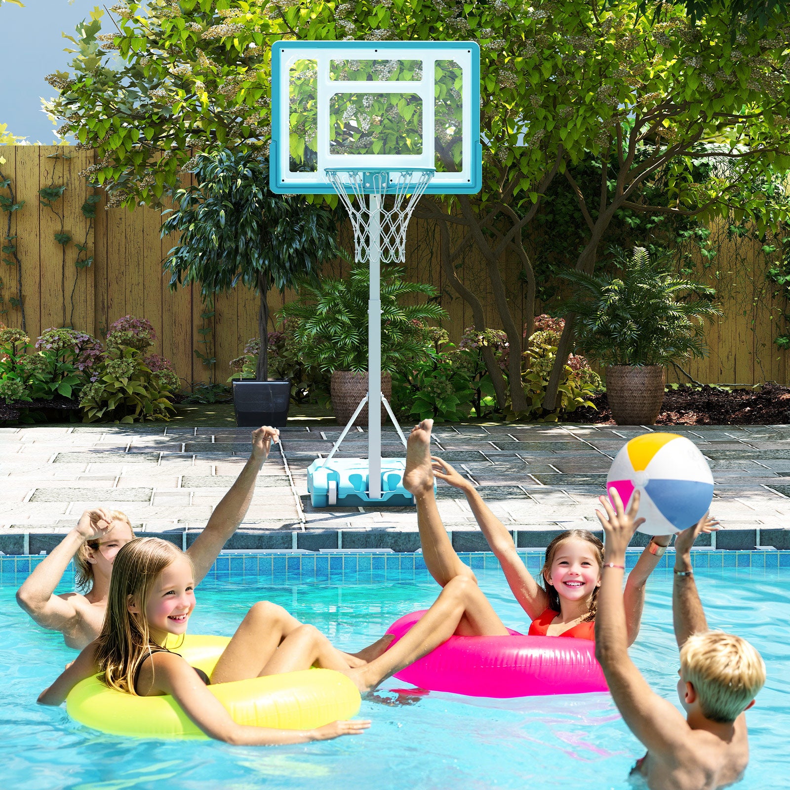 Portable Pool Basketball Hoop, Shatterproof Backboard, White Sport Equipments at Gallery Canada