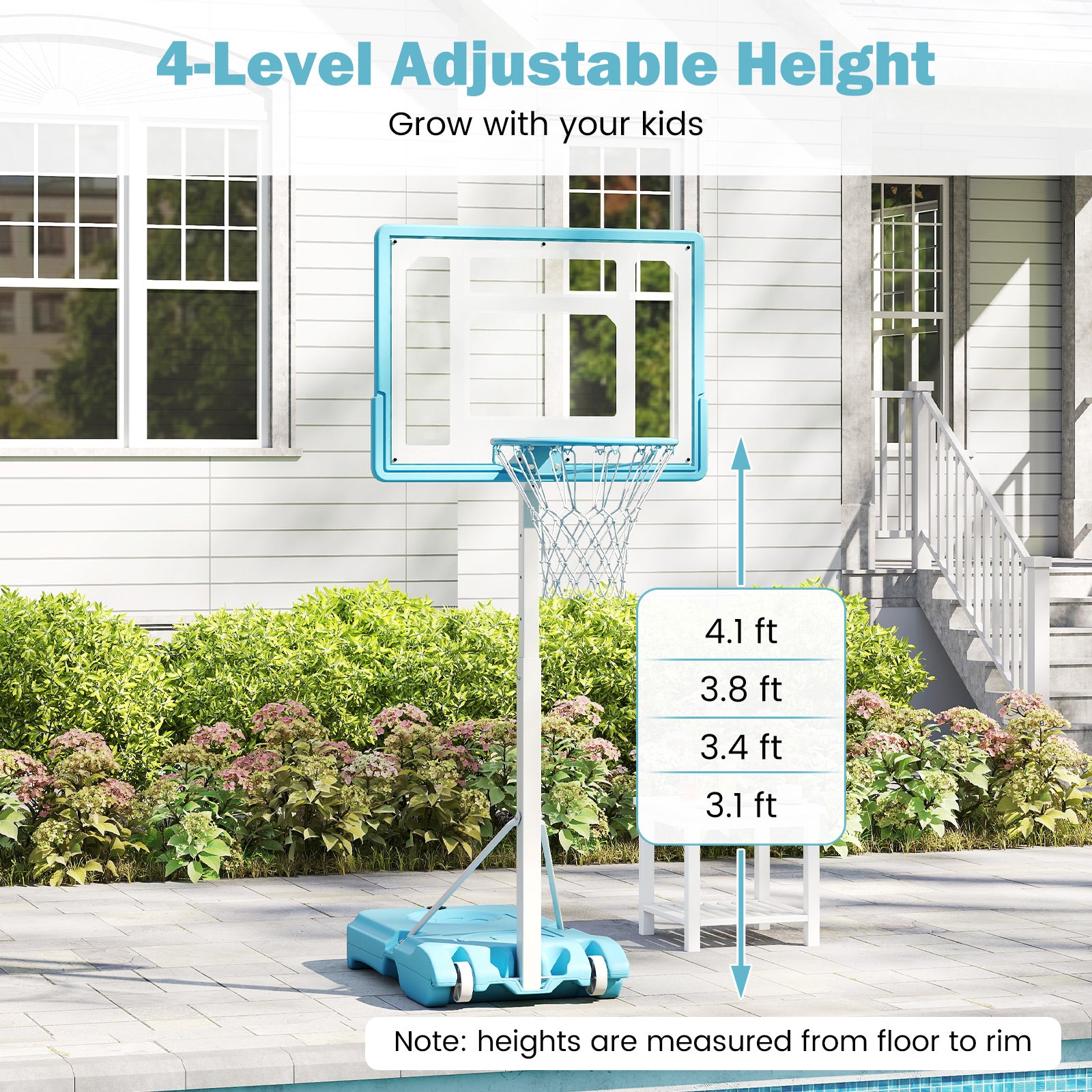 Portable Pool Basketball Hoop, Shatterproof Backboard, White Sport Equipments at Gallery Canada