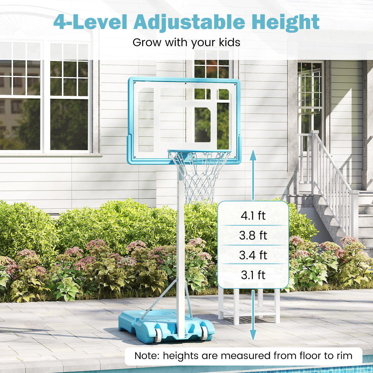 Portable Pool Basketball Hoop, Shatterproof Backboard, White Sport Equipments at Gallery Canada
